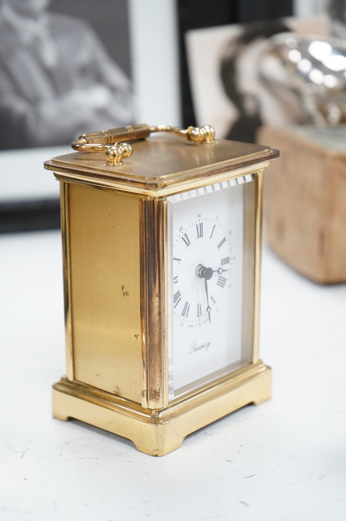Sundry items to include a Pelham puppet, two timepieces and a mother of pearl dish with 925 silver mounts